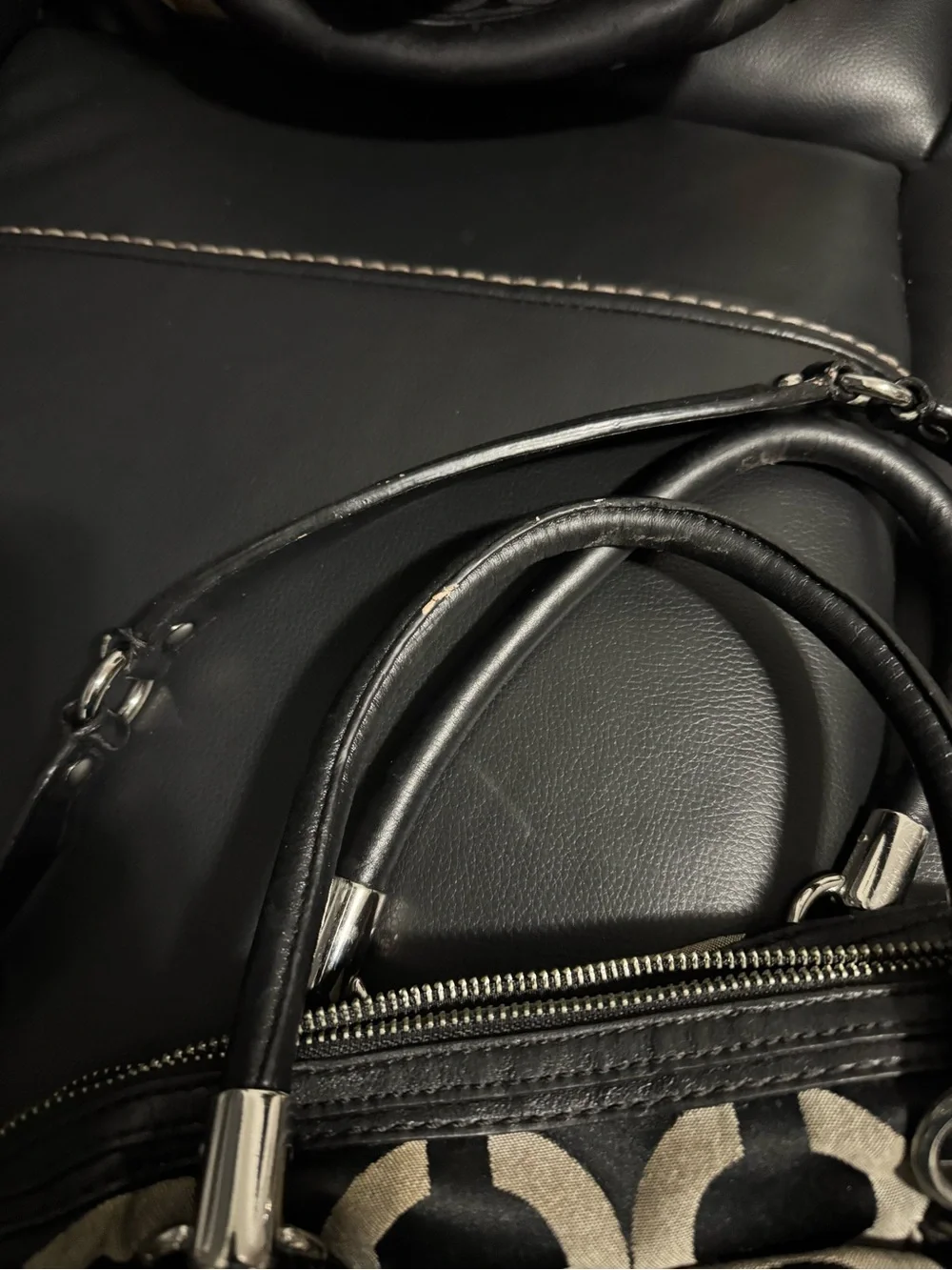 Coach Black and Khaki Signature 'C' Satchel